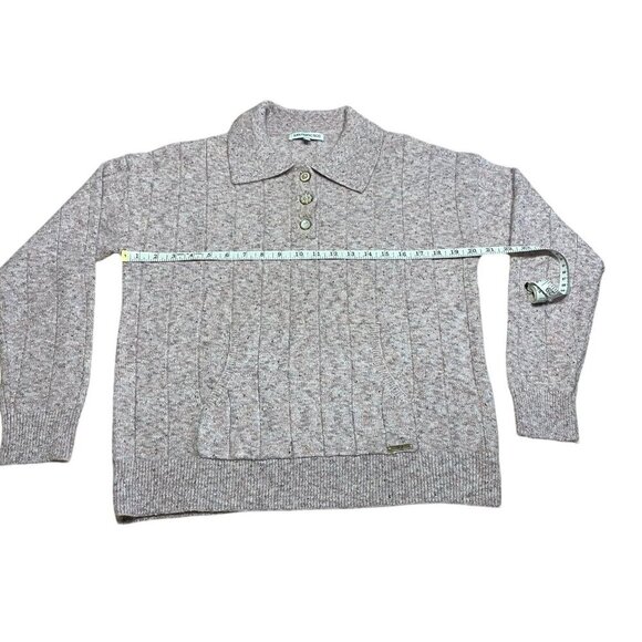 SAN FRANSISCO Like New Light Pink Sweater Pearl-Like Buttons Kangaroo Pocket Med - Picture 14 of 16